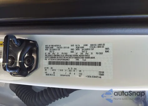 2016 Ford F-150 Lariat из США, поврежденный, VIN 1FTEW1CG5GFB92963